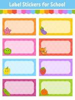 Bright stickers. Rectangular label. Cute characters. Color vector isolated illustration.