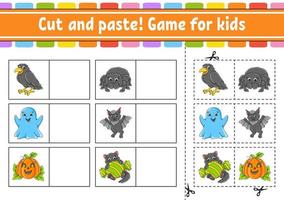 Cut and paste. Game for kids. Educational activity worksheet for kids and toddlers. Game for children. Vector illustration.