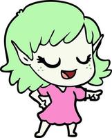 personaje de niña elfa vectorial en estilo de dibujos animados vector