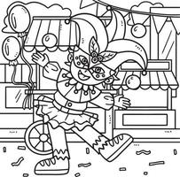 Mardi Gras Jester Boy Coloring Page for Kids vector