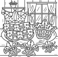 Mardi Gras Cookies Coloring Page for Kids vector
