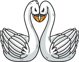 Love Swans Cartoon Colored Clipart Illustration vector