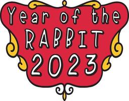 Year of Rabbit 2023 Cartoon Colored Clipart vector