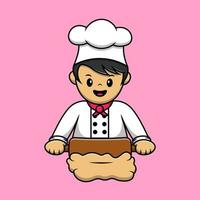 Cute Chef Cooking Cartoon Vector Icons Illustration. Flat Cartoon Concept. Suitable for any creative project.