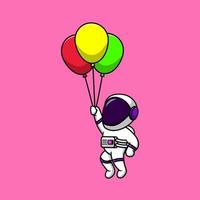 lindo astronauta flotando con globos dibujos animados vector iconos ilustración. concepto de caricatura plana. adecuado para cualquier proyecto creativo.