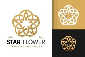 Luxury Star Flower Logo Design, brand identity logos vector, modern logo, Logo Designs Vector Illustration Template