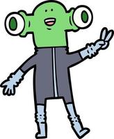 personaje alienígena vectorial en estilo de dibujos animados vector