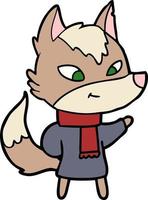 Vector wolf character in cartoon style