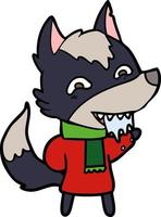 personaje de lobo vectorial en estilo de dibujos animados vector