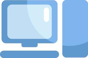 Blue computer, icon illustration, vector on white background