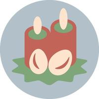 Two red candles with two eggs, illustration, vector on a white background.