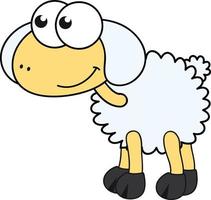 Cute little sheep, illustration, vector on white background.