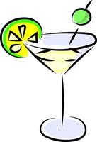 Cocktail with lime, illustration, vector on white background.
