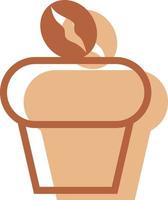 Cupcake with coffee beans, illustration, vector on white background.