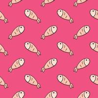 pequeño pez, patrón sin costuras sobre fondo rosa fuerte. vector