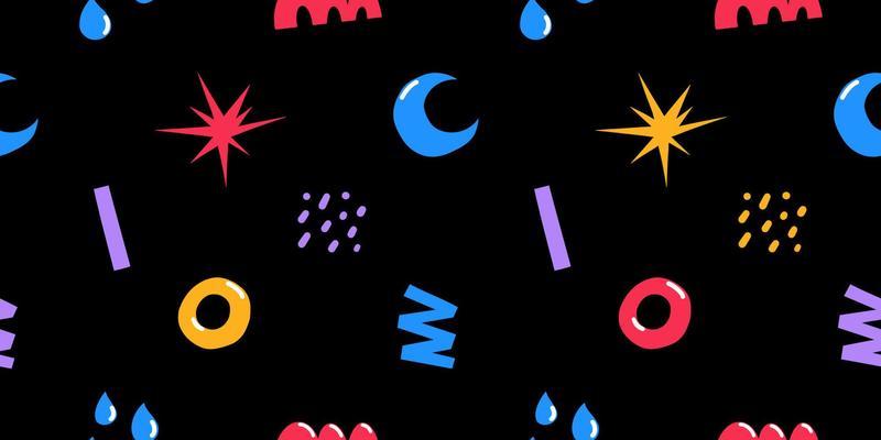Vector seamless background pattern doodle illustration abstract shape, retro bright hand drawn, Abstract comic background , flat cartoon in children's style
