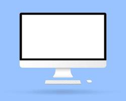 Desktop computer. Screen device mockup blank monitor.3d white screen. vector Isolated illustration.