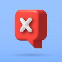 Cross ban and error icon. Vector 3d illustration.