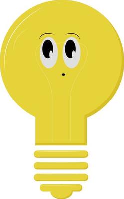Cute lightbulb, illustration, vector on white background.