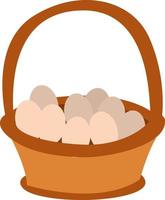 Basket with eggs, illustration, vector on white background.