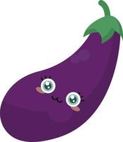 Cute eggplant, illustration, vector on white background