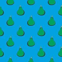 Fresh pear,seamless pattern on blue background. vector