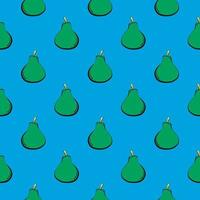 Fresh pear,seamless pattern on blue background. vector