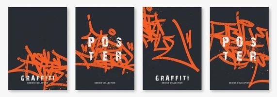 etiquetas de graffiti brillantes con marcador, ilustración vectorial. plantilla de póster de arte callejero.fondo colorido de hip hop con letras mixtas vector