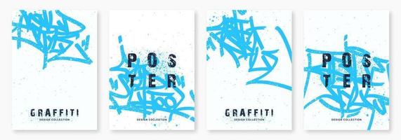 etiquetas de graffiti brillantes con marcador, ilustración vectorial. plantilla de póster de arte callejero.fondo colorido de hip hop con letras mixtas vector