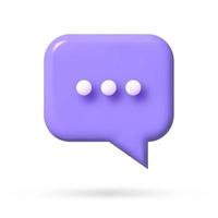 speech bubble 3d icon, Vector illustration, communication dialog bubble.