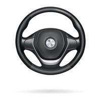 Vector illustration, car steering wheel, realistic 3d icon