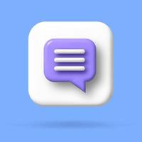 speech bubble 3d icon, Vector illustration, communication dialog bubble.