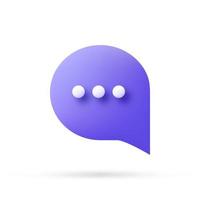 speech bubble 3d icon, Vector illustration, communication dialog bubble.