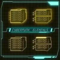 Scifi futuristic control panel collection of HUD elements GUI VR UI design Cyberpunk retro style. vector