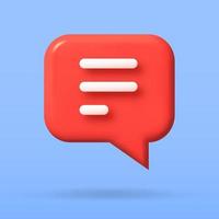 speech bubble 3d icon, Vector illustration, communication dialog bubble.