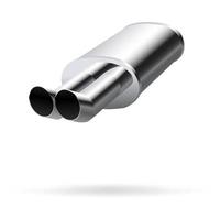 Vector illustration, car exhaust pipe muffler, steering wheel realistic 3d icon