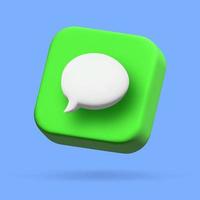 social media mail sms icon. 3d vector cartoon illustration. speech bubble