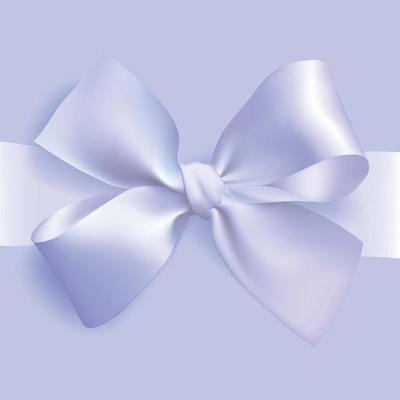 Vector illustration.Decorative lilac ribbon bow, realistic holiday rope isolated background with transparent shadow.