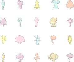 Colorful trees icon set, illustration, vector, on a white background. vector