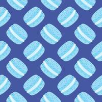 Light blue macaron ,seamless pattern on blue background. vector