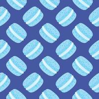 macaron azul claro, patrón sin costuras sobre fondo azul. vector