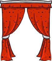 Red curtains, illustration, vector on white background.