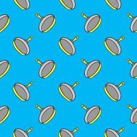 Yellow frying pan ,seamless pattern on light blue background. vector