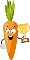 Carrot with trophy, illustration, vector on white background.