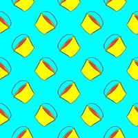 Yellow bucket, seamless pattern on blue background. vector