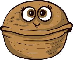 Happy walnut, illustration, vector on a white background.