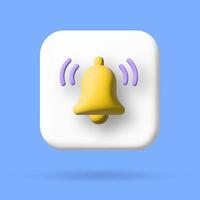 Notification message bell 3d icon vector