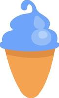 Light blue ice cream in cone, illustration, vector on a white background.