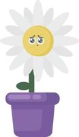 Sad flower in pot, illustration, vector on white background.