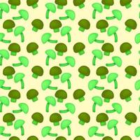 Green small mushrooms , seamless pattern on a green background. vector